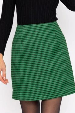 Houndstooth Mini Skirt In Green -Fashion Clothing Accessories Store carraig donn houndstooth mini skirt in green 260272