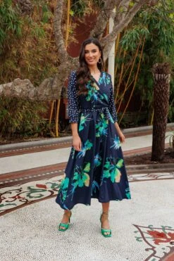 Jacqueline Midi Dress In Navy -Fashion Clothing Accessories Store carraig donn jacqueline midi dress in navy 840995