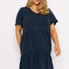 Ulla Popken Jersey Knee Length Dress In Navy -Fashion Clothing Accessories Store carraig donn jersey knee length dress in navy 482720