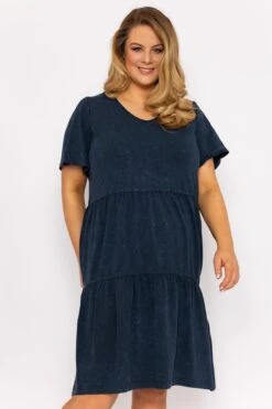 Ulla Popken Jersey Knee Length Dress In Navy