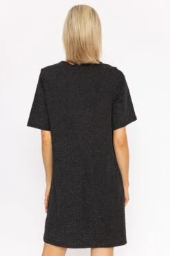 Vero Moda Kanva Oversized Tee Dress In Silver Lurex -Fashion Clothing Accessories Store carraig donn kanva oversized tee dress in silver lurex 392225