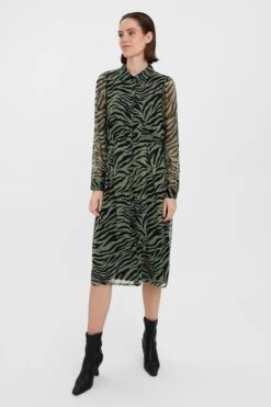 Vero Moda Kaya Shirt Dress In Green Print -Fashion Clothing Accessories Store carraig donn kaya shirt dress in green print 658054