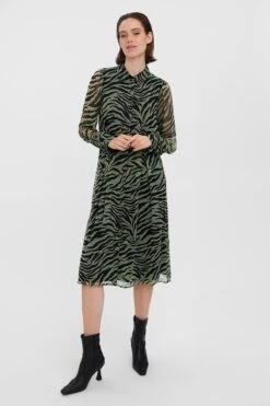 Vero Moda Kaya Shirt Dress In Green Print