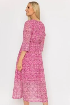 Kerry Midi Dress In Pink Print -Fashion Clothing Accessories Store carraig donn kerry midi dress in pink print 590051