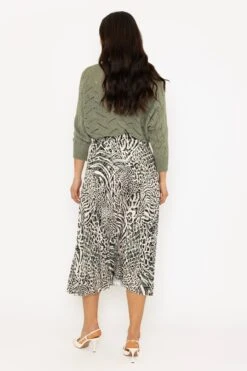 Khaki Animal Print Pleated Skirt -Fashion Clothing Accessories Store carraig donn khaki animal print pleated skirt 883617