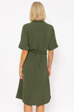 Khaki Green Belted Shirt Dress -Fashion Clothing Accessories Store carraig donn khaki green belted shirt dress 282340