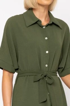 Khaki Green Belted Shirt Dress -Fashion Clothing Accessories Store carraig donn khaki green belted shirt dress 548092