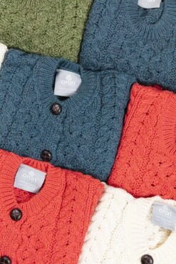 Kids Aran Cardigan In Blue -Fashion Clothing Accessories Store carraig donn kids aran cardigan in blue 247528
