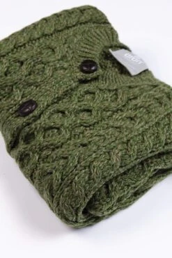 Kids Aran Cardigan In Green