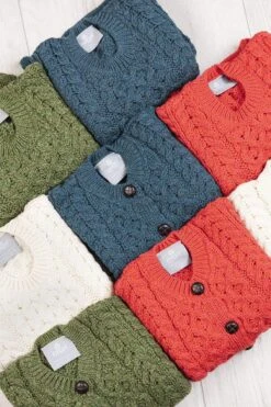 Kids Aran Cardigan In Green -Fashion Clothing Accessories Store carraig donn kids aran cardigan in green 967021