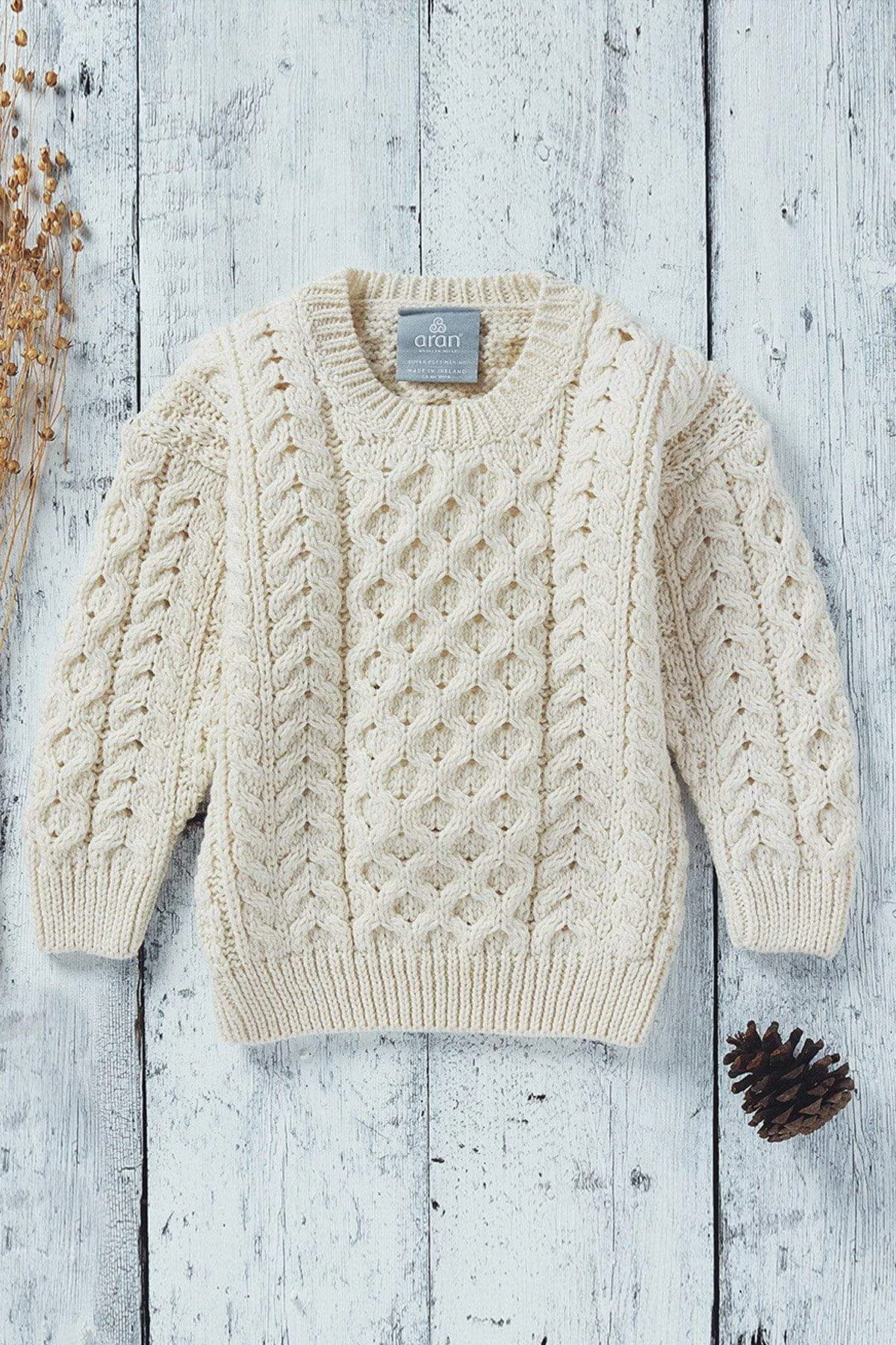 Kids Aran Jumper In Cream 6 Kids Aran Jumper In Cream - Image 4