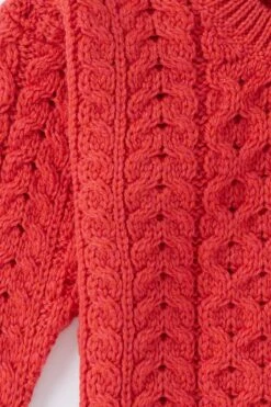 Kids Aran Jumper In Red -Fashion Clothing Accessories Store carraig donn kids aran jumper in red 464984