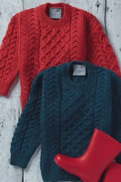 Kids Aran Jumper In Red -Fashion Clothing Accessories Store carraig donn kids aran jumper in red 667695