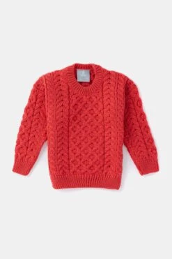 Kids Aran Jumper In Red -Fashion Clothing Accessories Store carraig donn kids aran jumper in red 739147