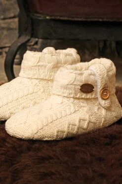 Kids Cable Knit Boot Slippers