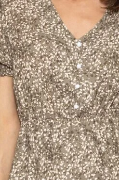 Kimberley Short Dress In Khaki Floral Print -Fashion Clothing Accessories Store carraig donn kimberley short dress in khaki floral print 670016