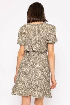 Kimberley Short Dress In Khaki Floral Print -Fashion Clothing Accessories Store carraig donn kimberley short dress in khaki floral print 950086