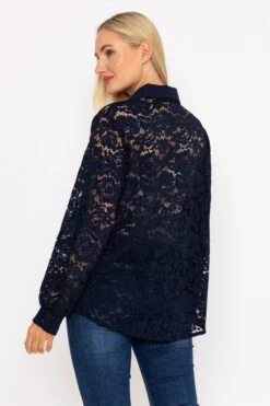 Lace Shirt In Navy -Fashion Clothing Accessories Store carraig donn lace shirt in navy 636963