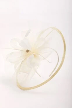 Large Cream Fascinator With Floral Bow -Fashion Clothing Accessories Store carraig donn large cream fascinator with floral bow 940840