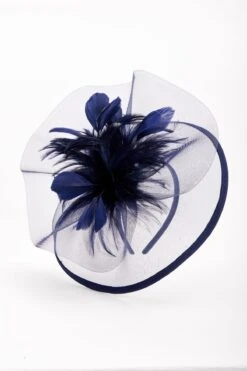 Large Navy Fascinator With Feather -Fashion Clothing Accessories Store carraig donn large navy fascinator with feather 446926