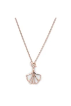 Pilgrim Leaf Necklace In Rose Gold