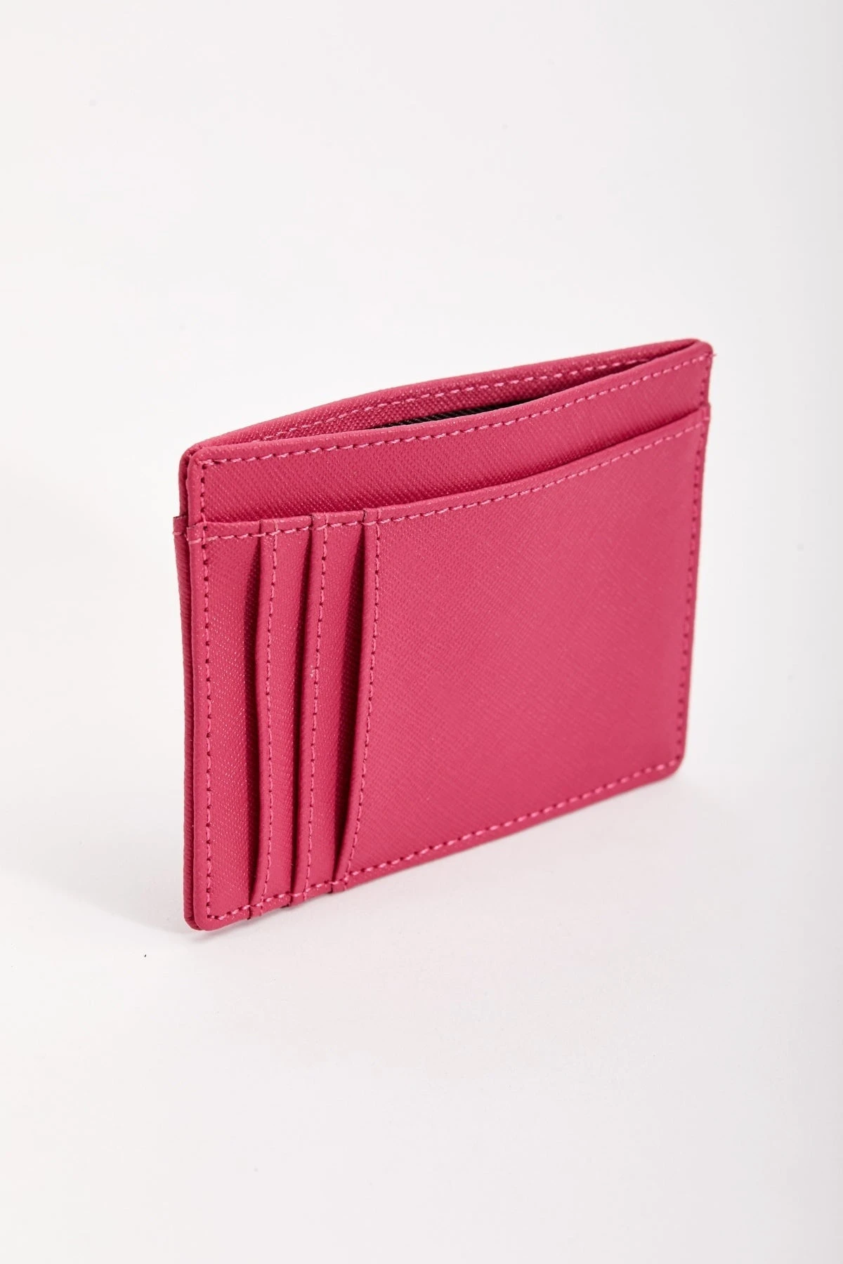 Leather Card Holder In Fuchsia 3 Leather Card Holder In Fuchsia
