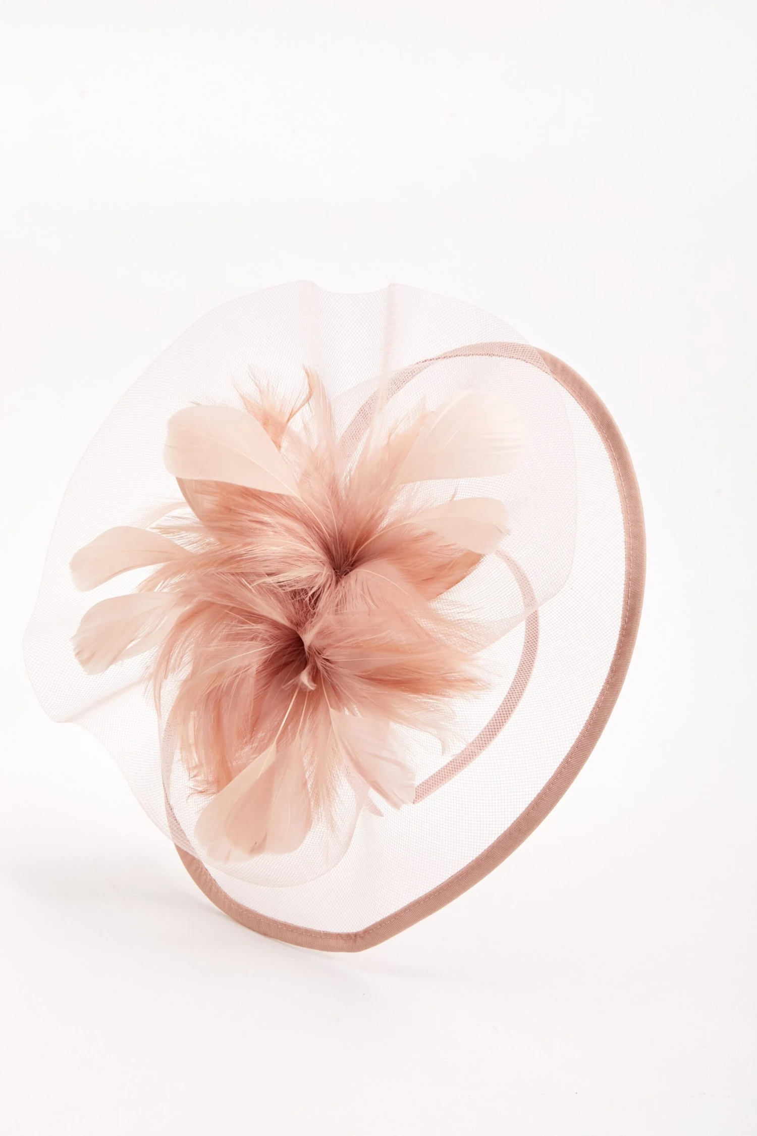 Large Blush Fascinator With Feather 7 Large Blush Fascinator With Feather - Image 5