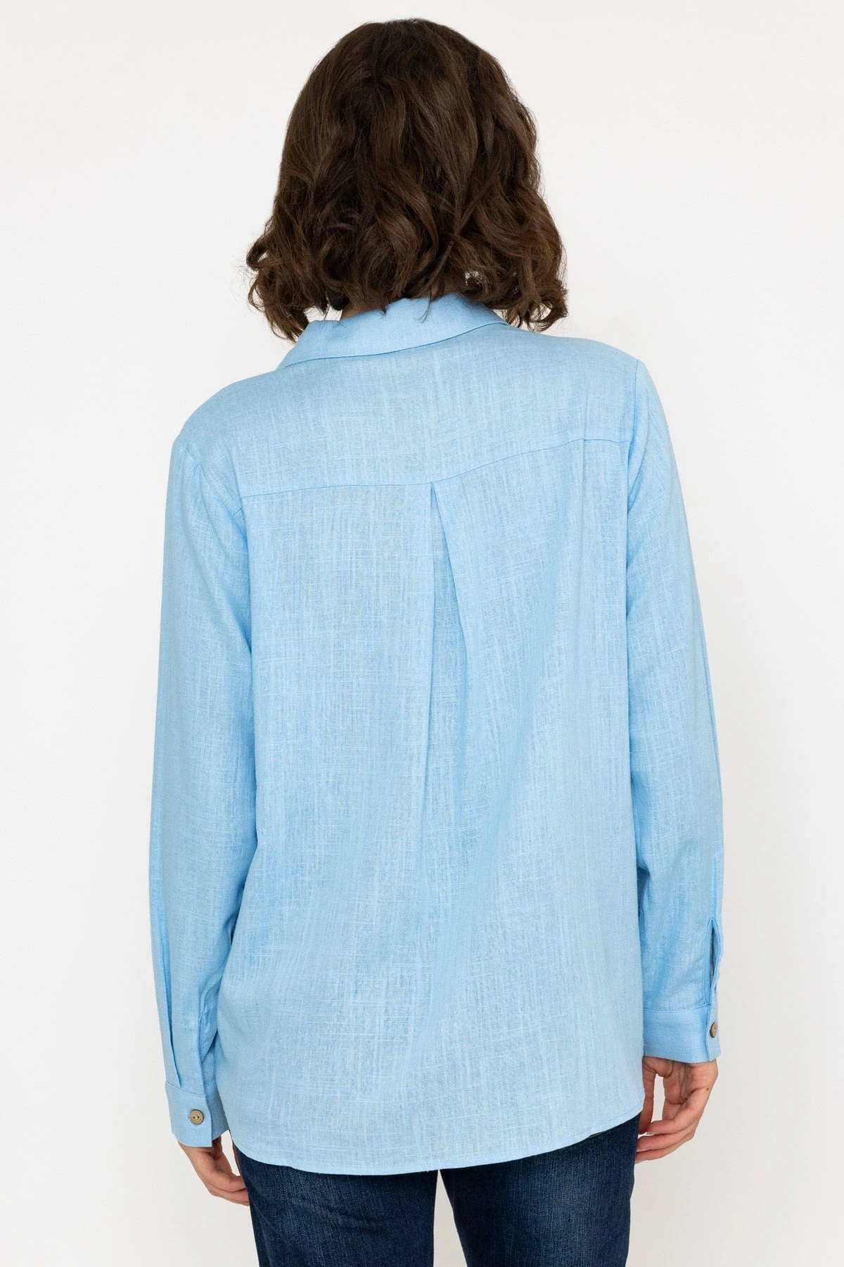 Linen Like Shirt In Blue 6 Linen Like Shirt In Blue - Image 4