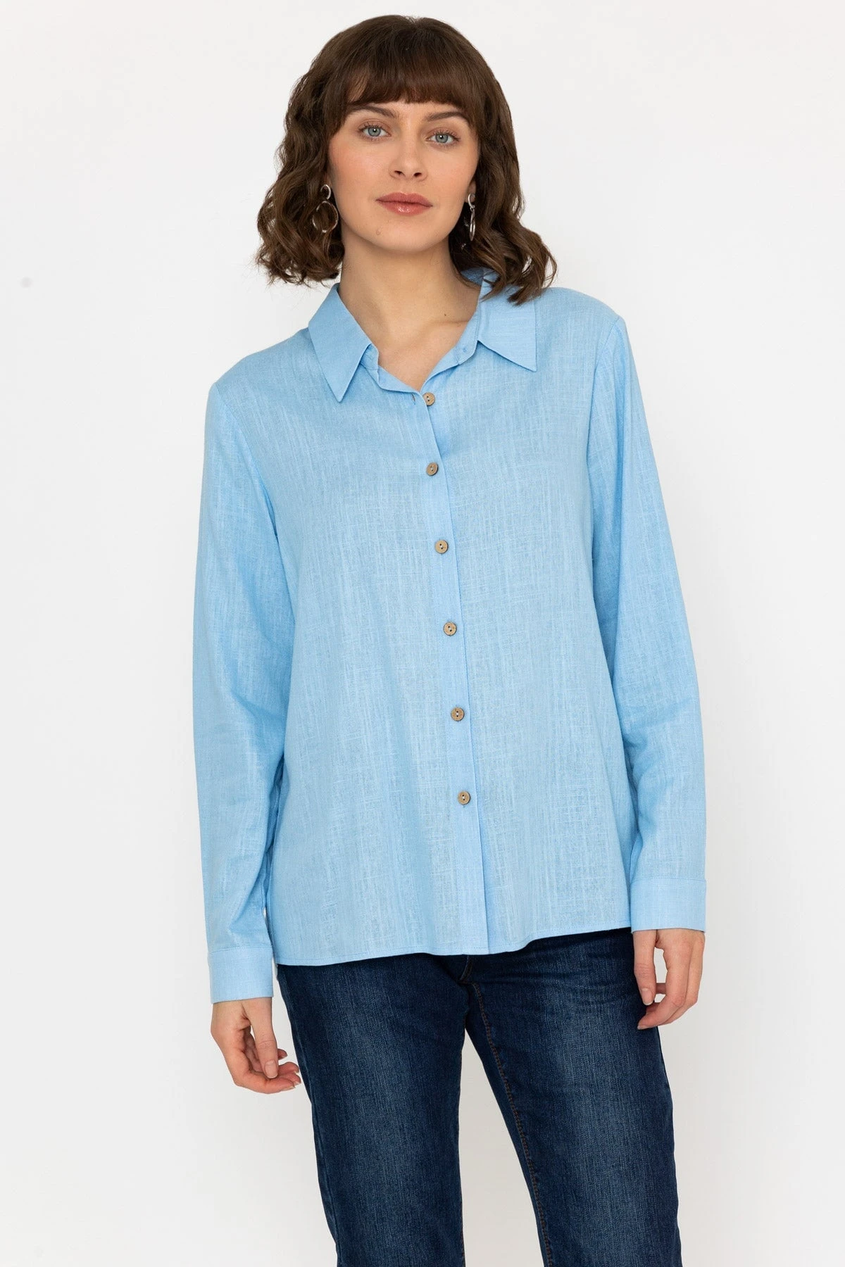 Linen Like Shirt In Blue 3 Linen Like Shirt In Blue