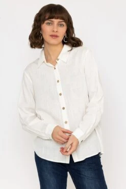 Linen Like Shirt In Ivory