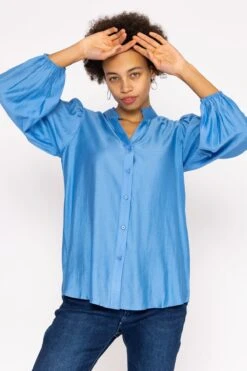 Long Sleeve Spring Blouse In Blue -Fashion Clothing Accessories Store carraig donn long sleeve spring blouse in blue 183739