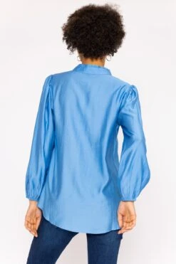 Long Sleeve Spring Blouse In Blue -Fashion Clothing Accessories Store carraig donn long sleeve spring blouse in blue 681140