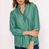Long Sleeve Spring Blouse In Green