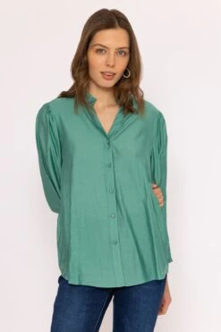Long Sleeve Spring Blouse In Green -Fashion Clothing Accessories Store carraig donn long sleeve spring blouse in green 793751