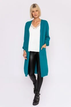 Longline Cardigan In Teal 8 Longline Cardigan In Teal -Fashion Clothing Accessories Store carraig donn longline cardigan in teal 426718