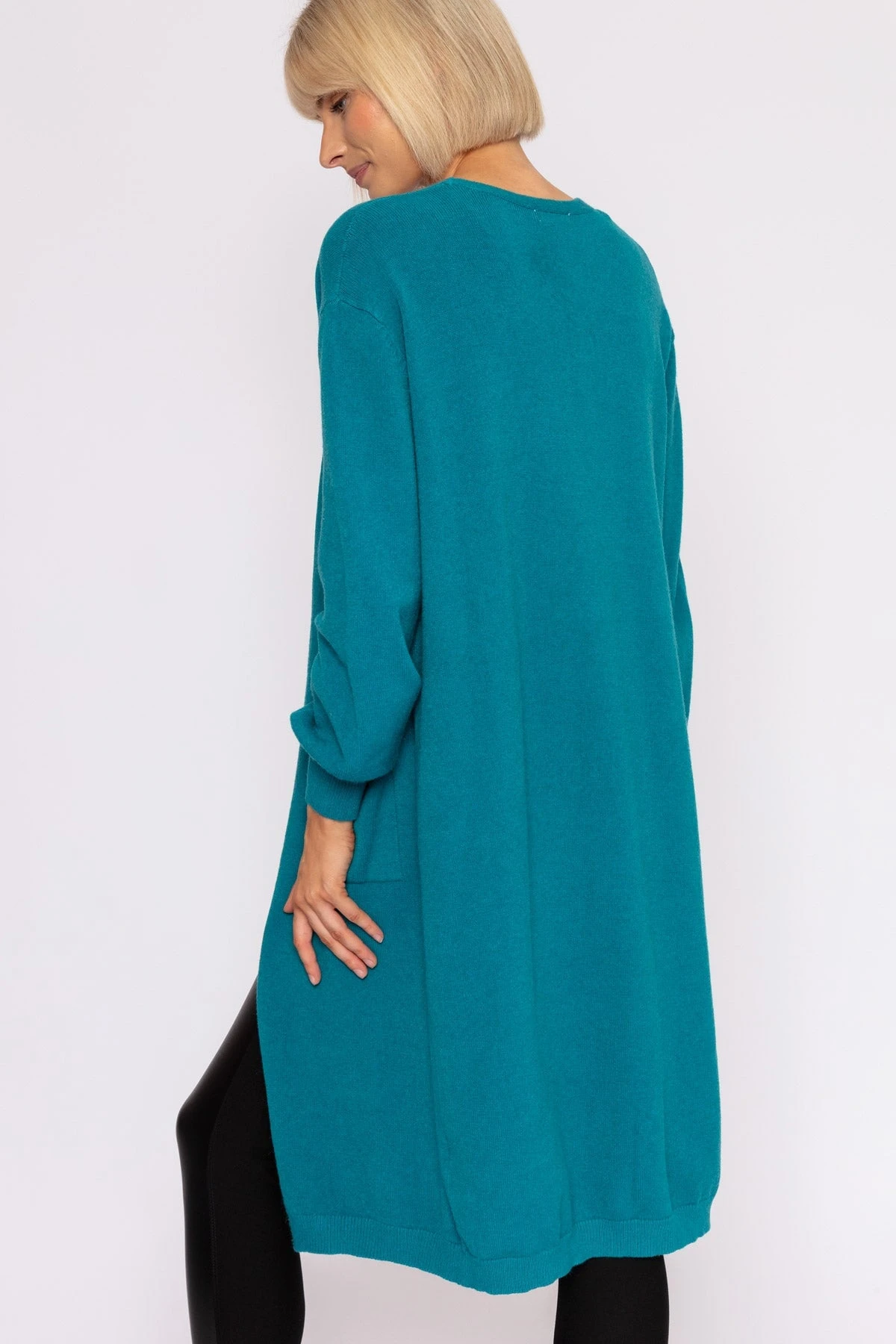 Longline Cardigan In Teal 6 Longline Cardigan In Teal - Image 4