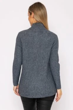 Longline High Neck Knit In Grey -Fashion Clothing Accessories Store carraig donn longline high neck knit in grey 523116
