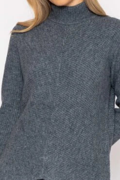 Longline High Neck Knit In Grey -Fashion Clothing Accessories Store carraig donn longline high neck knit in grey 853457