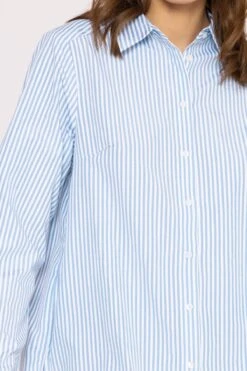 Longline Stripe Shirt In Blue -Fashion Clothing Accessories Store carraig donn longline stripe shirt in blue 206788