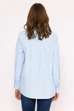 Longline Stripe Shirt In Blue -Fashion Clothing Accessories Store carraig donn longline stripe shirt in blue 525804