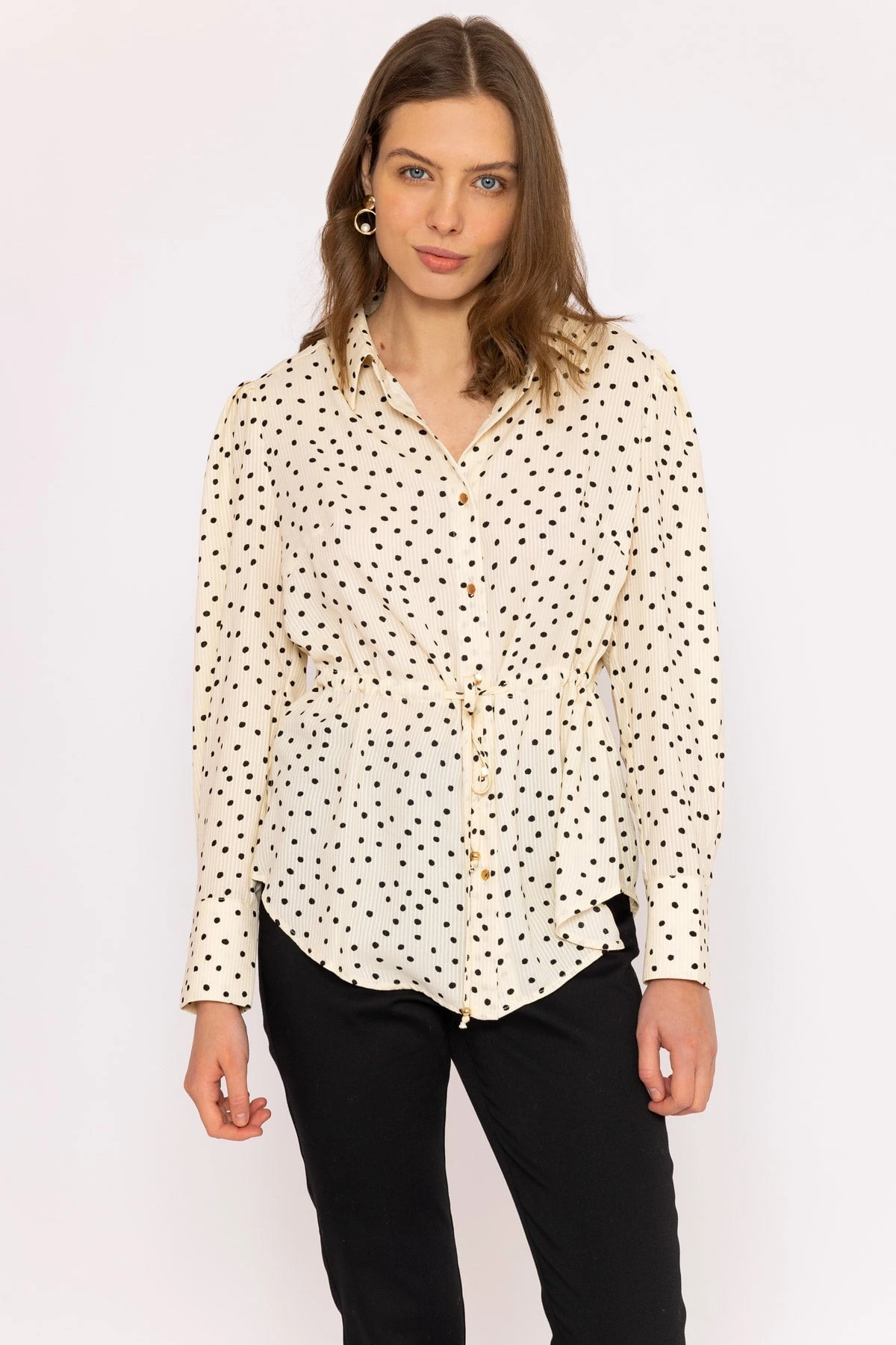 Longline Tie Shirt In Mono 3 Longline Tie Shirt In Mono