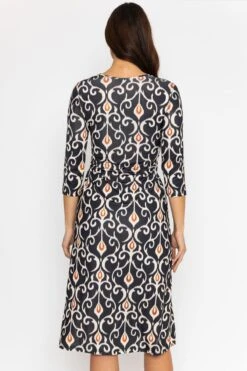 Louisa Midi Dress In Black Print -Fashion Clothing Accessories Store carraig donn louisa midi dress in black print 546230