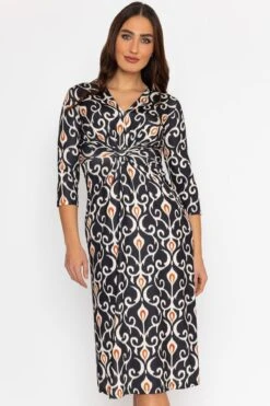 Louisa Midi Dress In Black Print