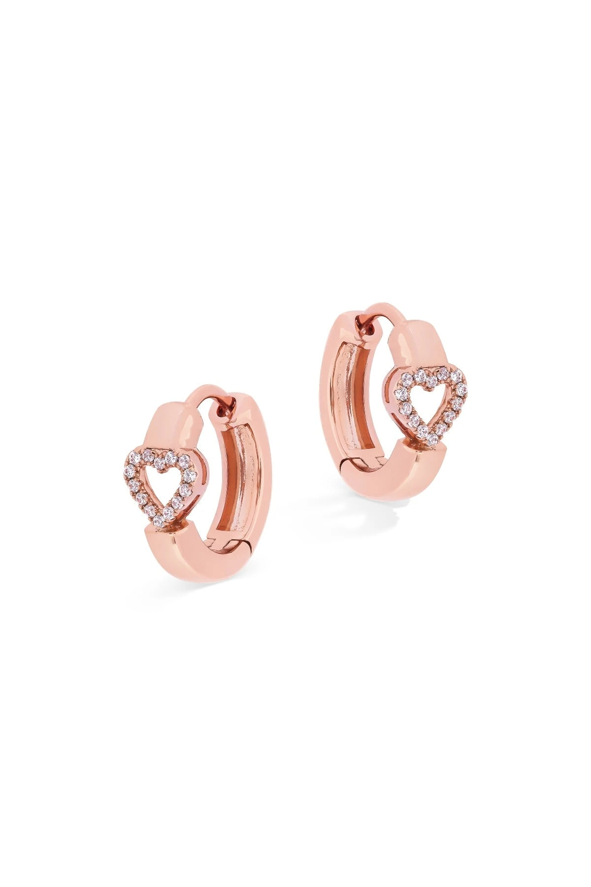 Love Heart Earrings In Rose Gold 3 Love Heart Earrings In Rose Gold