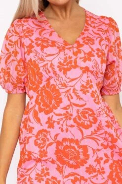 Luna Pink Print Midi Dress -Fashion Clothing Accessories Store carraig donn luna pink print midi dress 404664