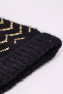 Lurex Stripe Beanie In Black -Fashion Clothing Accessories Store carraig donn lurex stripe beanie in black 483901