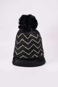 Lurex Stripe Beanie In Black