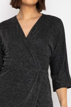 Lurex Wrap Dress In Black -Fashion Clothing Accessories Store carraig donn lurex wrap dress in black 685303