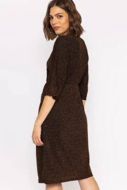 Lurex Wrap Dress In Bronze -Fashion Clothing Accessories Store carraig donn lurex wrap dress in bronze 444265