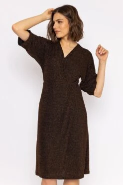 Lurex Wrap Dress In Bronze -Fashion Clothing Accessories Store carraig donn lurex wrap dress in bronze 831725